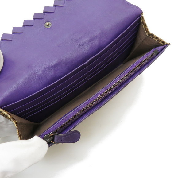 Bottega Veneta Ayers Long Wallet Python Leather Beige Purple - Picture 6 of 9